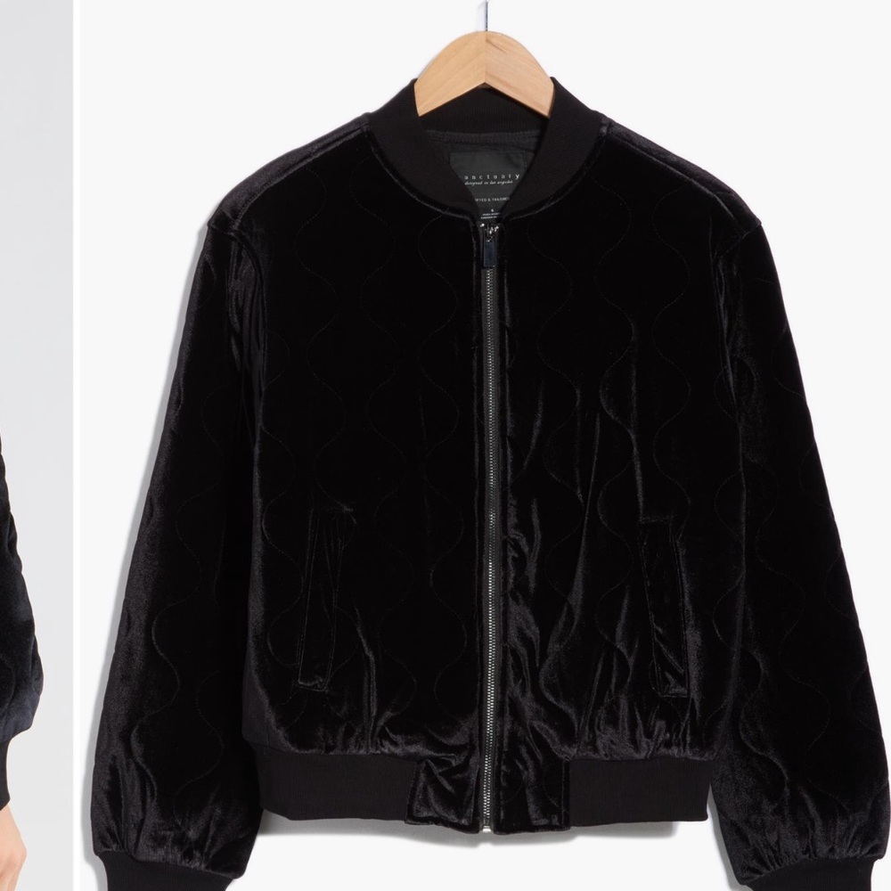Sanctuary Black Velvet Bomber Jacket